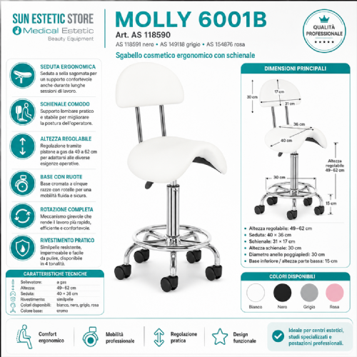 Molly 6001 sgabello sagomato regolabile