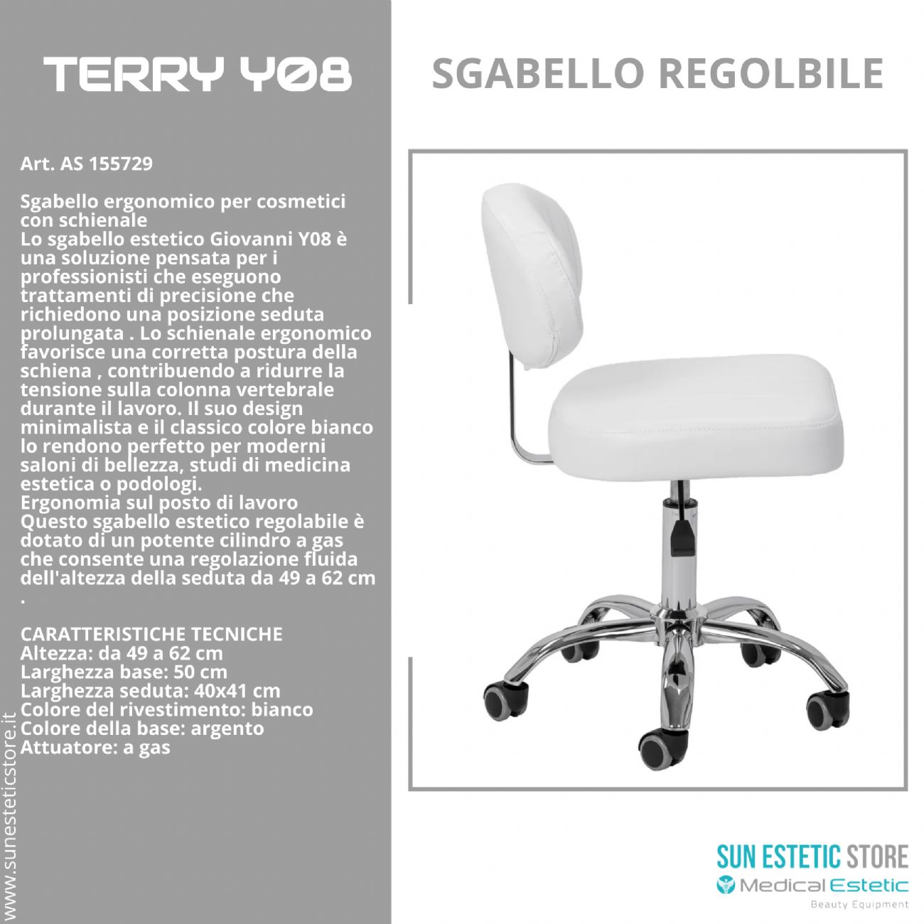 Terry Y08 Sgabello regolabile per estetica