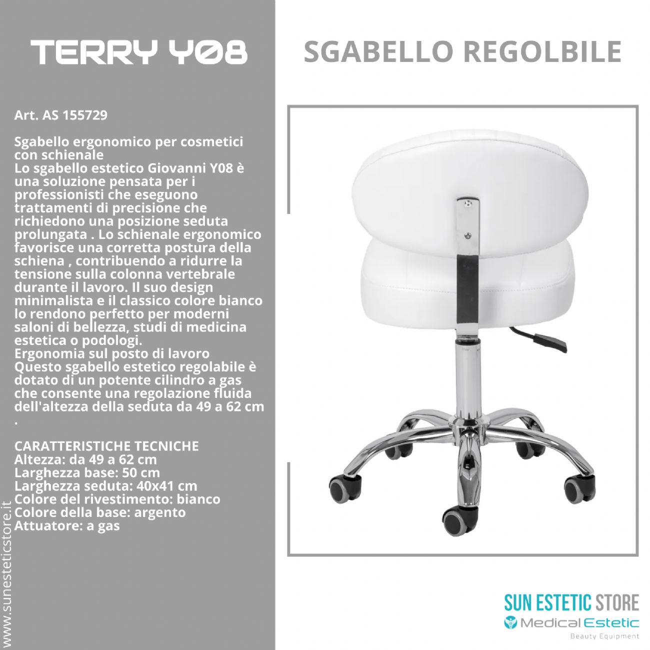 Terry Y08 Sgabello regolabile per estetica