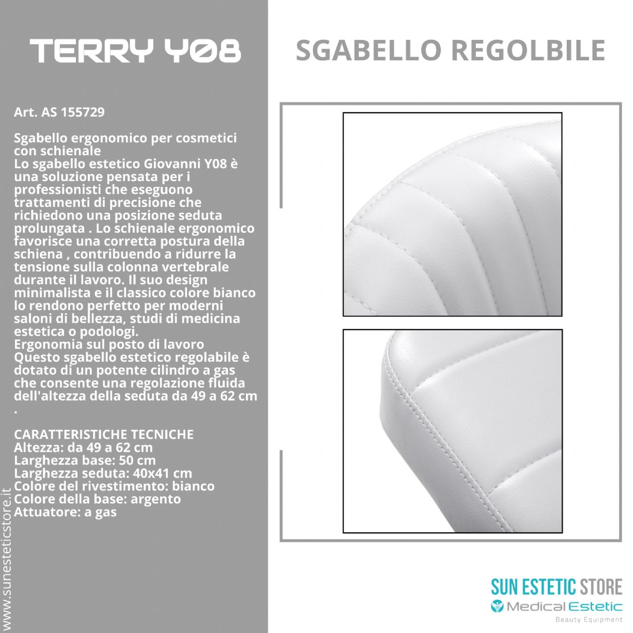 Terry Y08 Sgabello regolabile per estetica