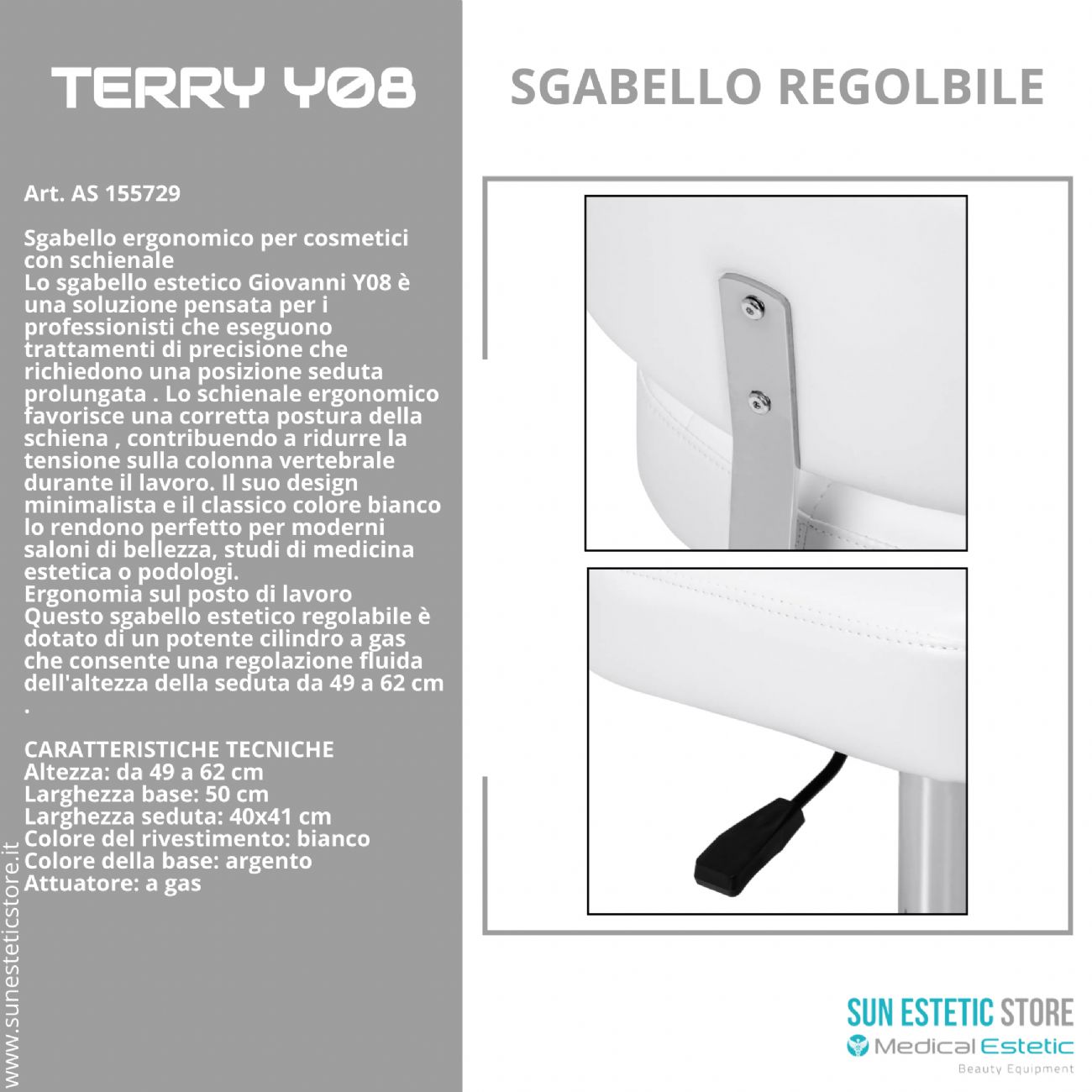 Terry Y08 Sgabello regolabile per estetica