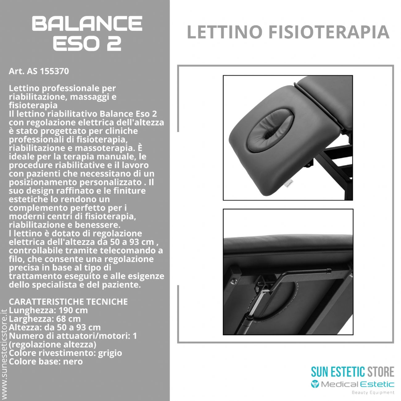 Balance Eso 2 lettino fisioterapia elettrico 2 sezioni
