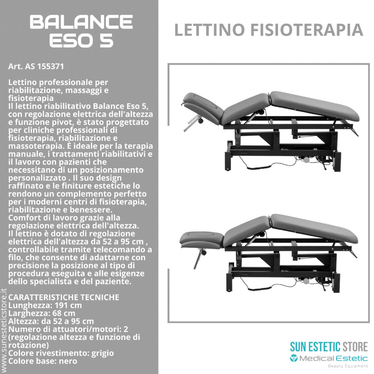 Balance Eso 5 lettino fisioterapia 3 sezioni 2 motori