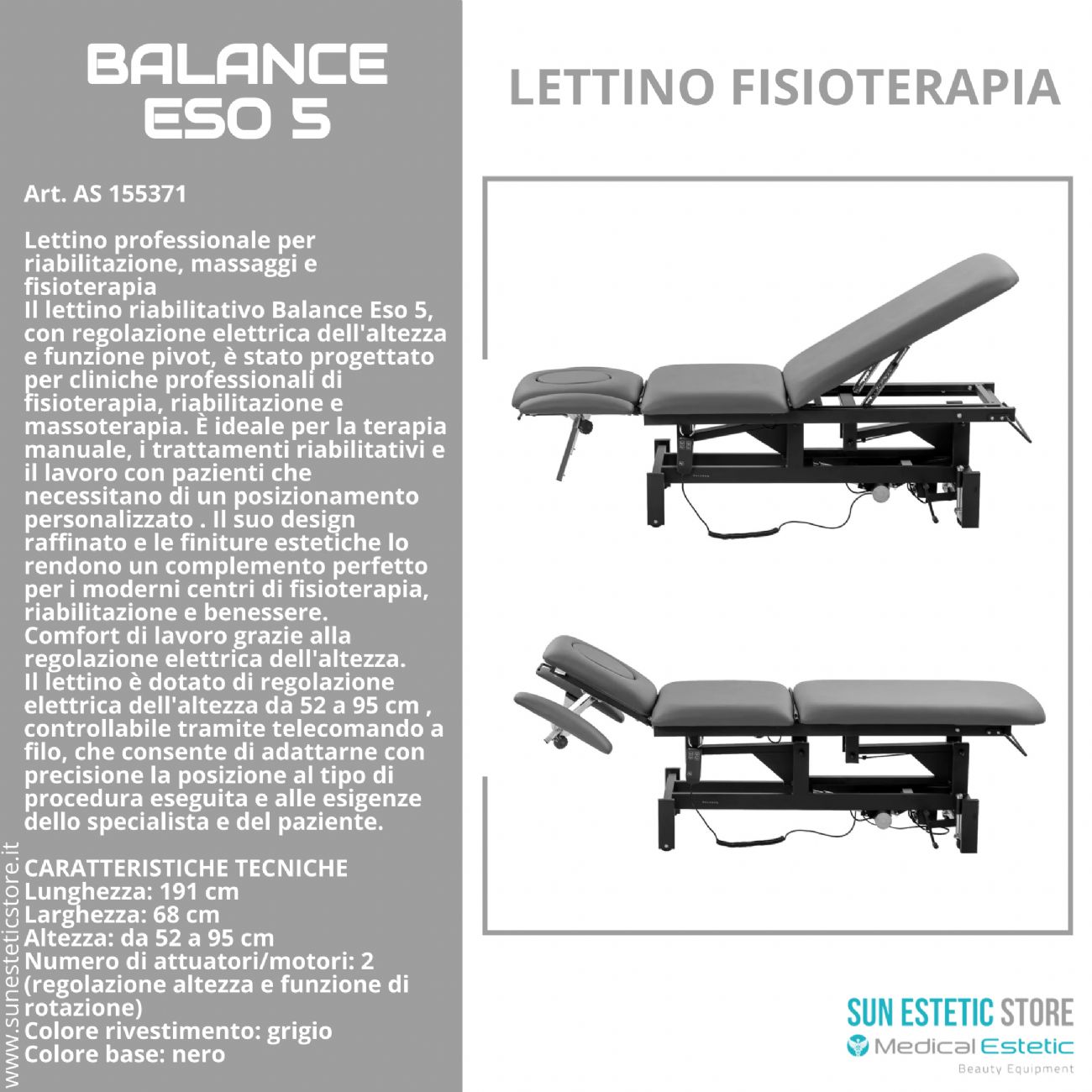 Balance Eso 5 lettino fisioterapia 3 sezioni 2 motori