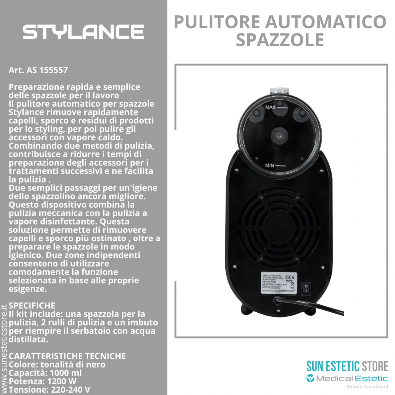 Stylance Pulitore Spazzole a Vapore per Parrucchieri