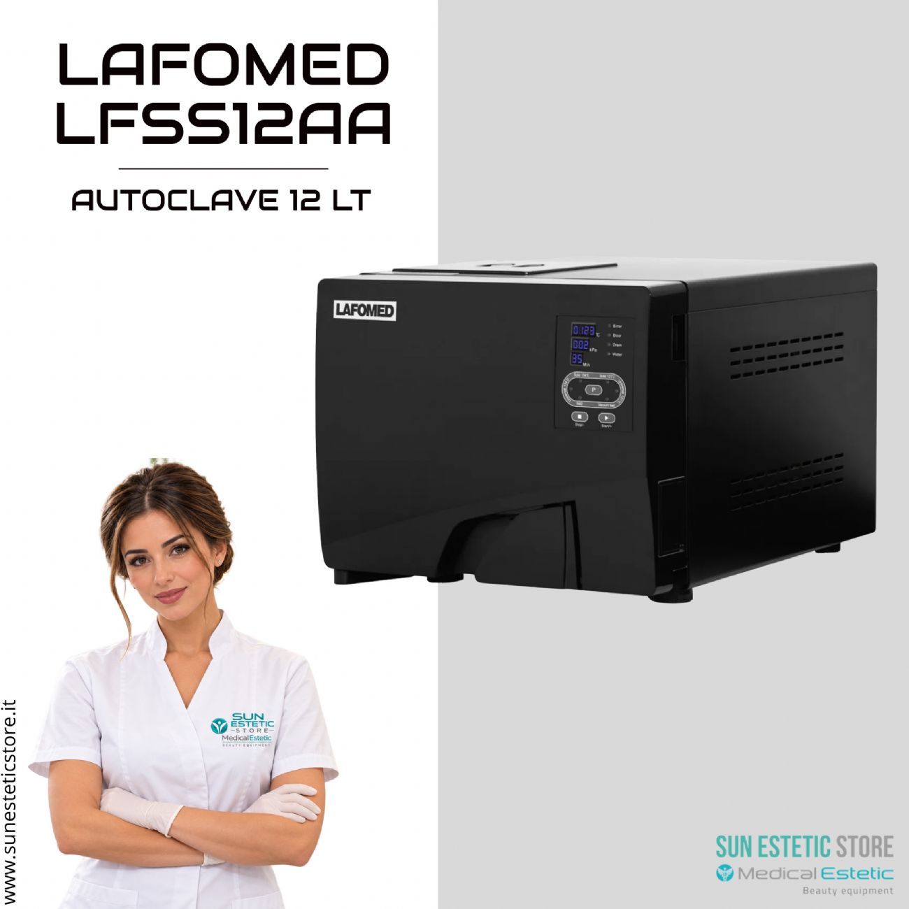 Lafomed Standard Line LFSS12AA – Autoclave 12 Litri Classe B con Stampante e Display LED