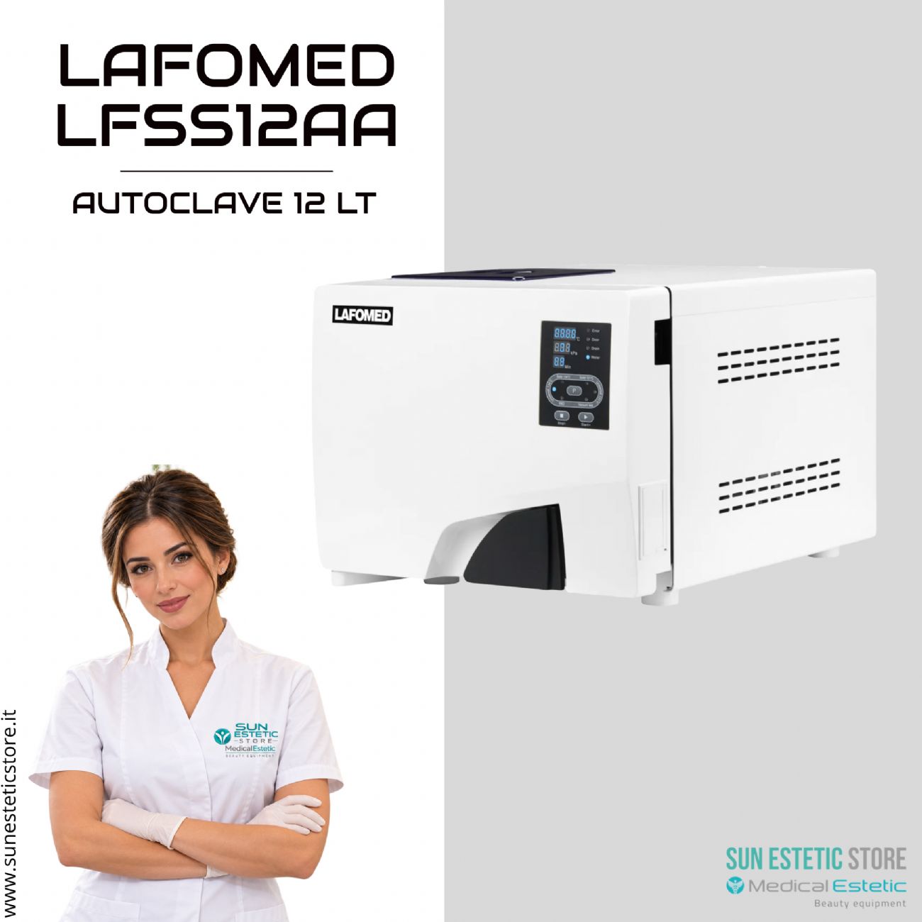 Lafomed Standard Line LFSS12AA – Autoclave 12 Litri Classe B con Stampante e Display LED