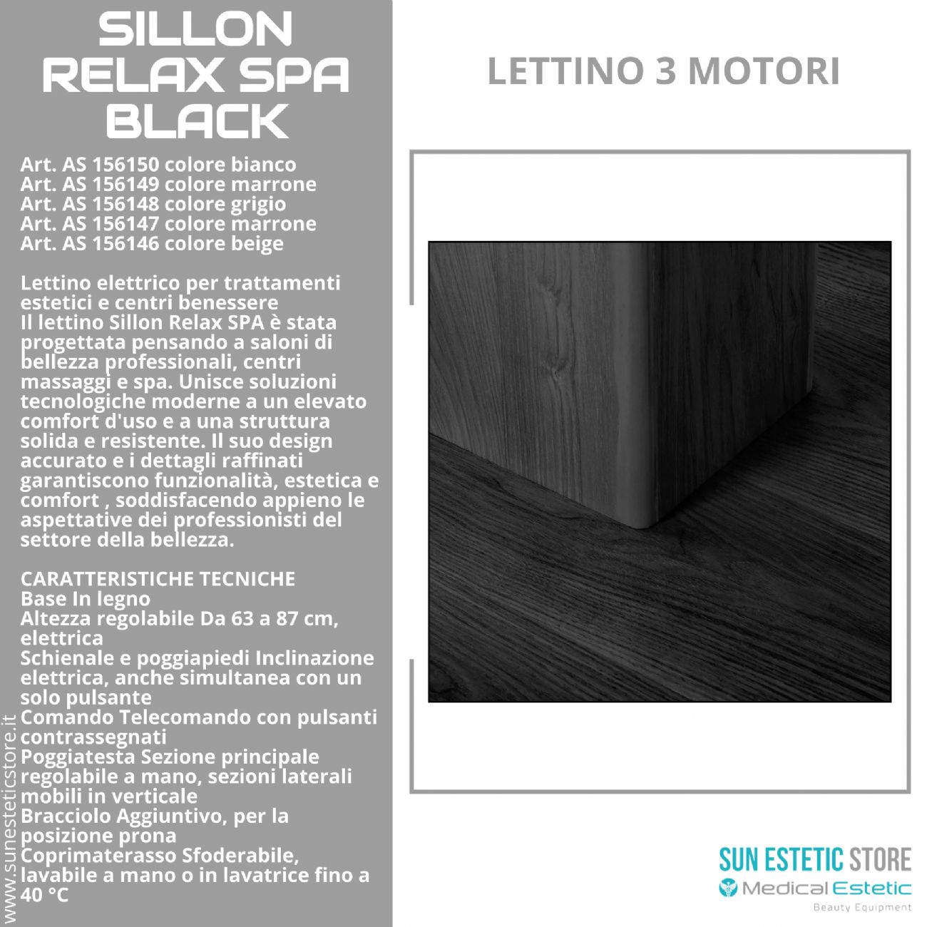 Sillon Relax SPA – Lettino Elettrico con Base Nera per Estetica e Centri Benessere