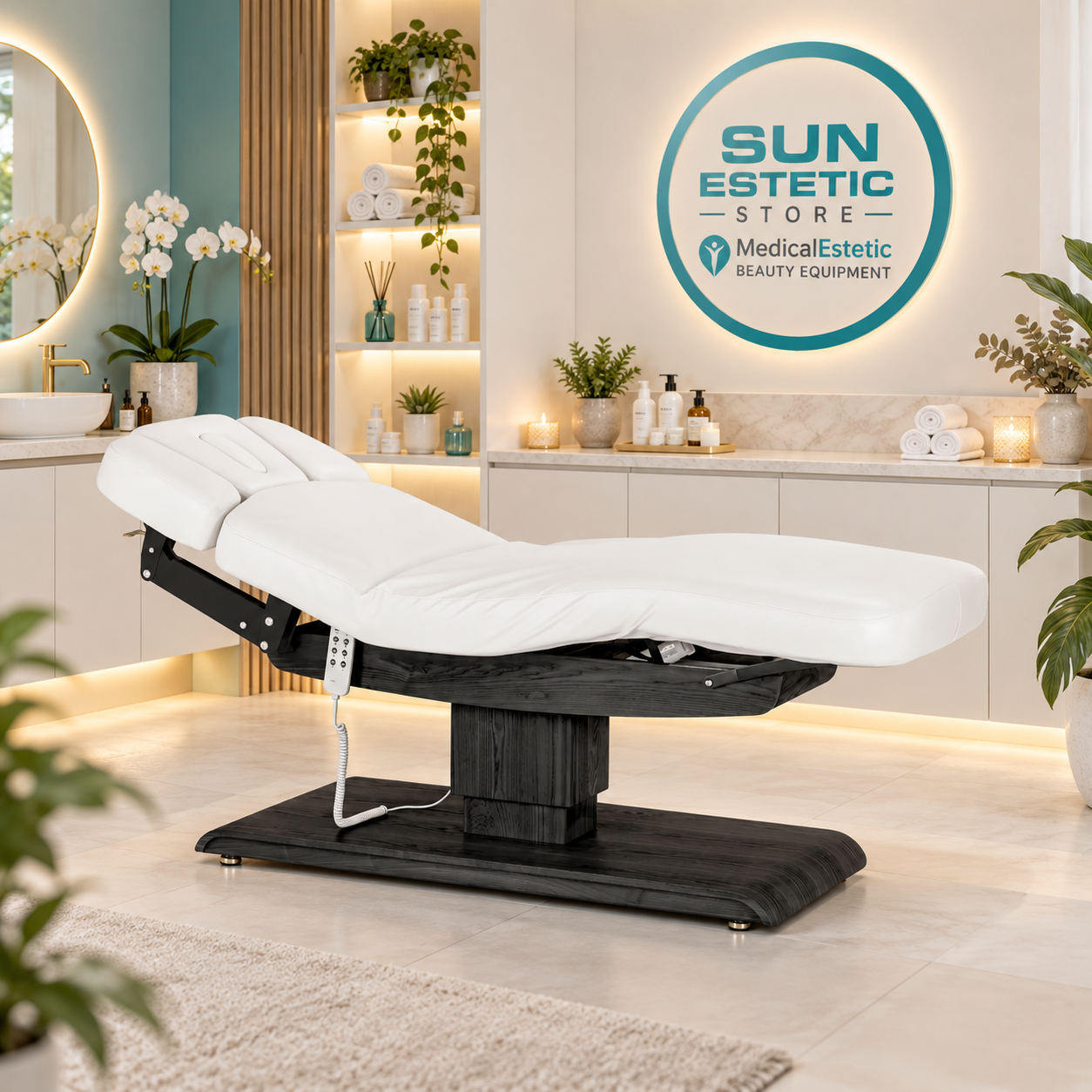 Sillon Relax SPA – Lettino Elettrico con Base Nera per Estetica e Centri Benessere