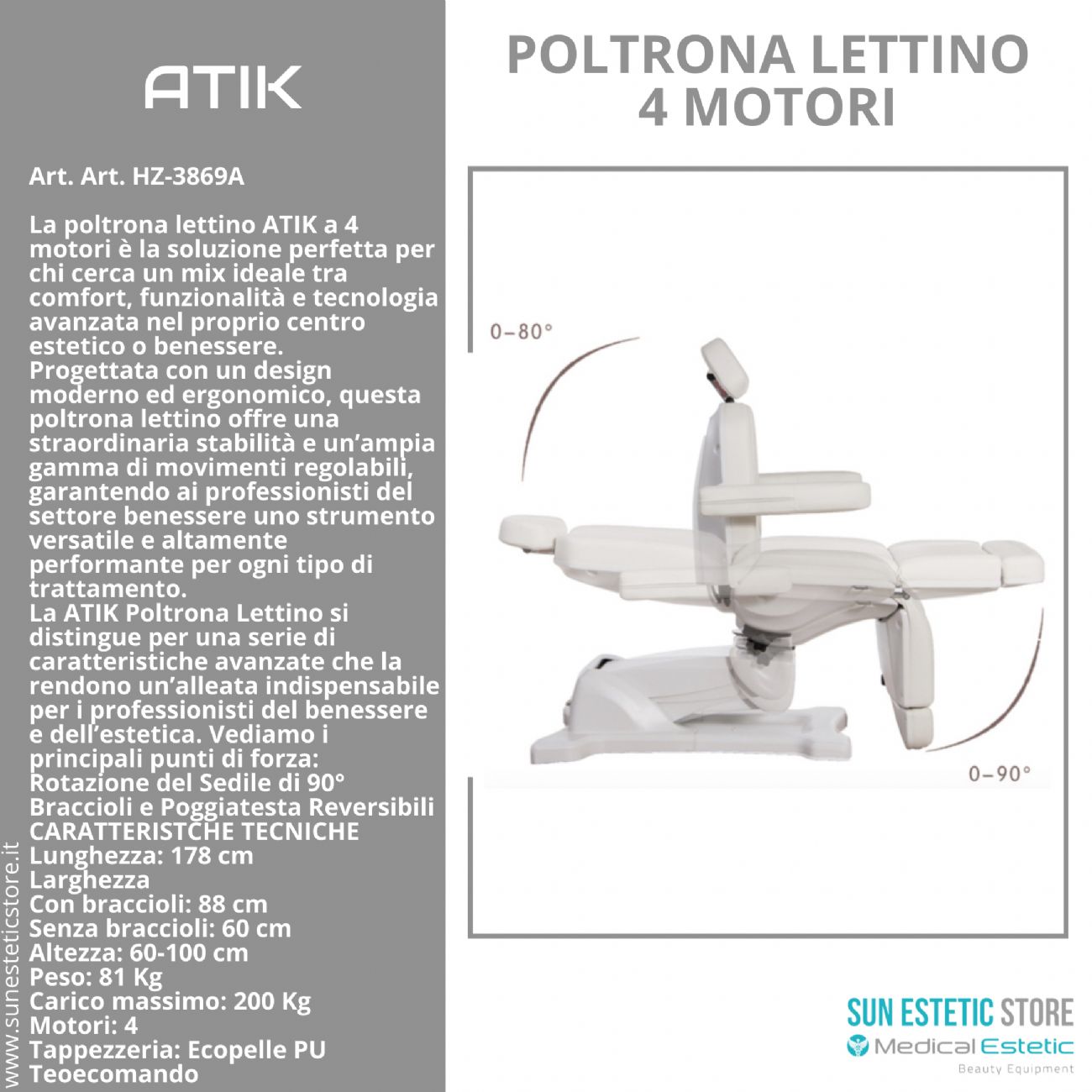 ATIK Poltrona lettino 4 motori