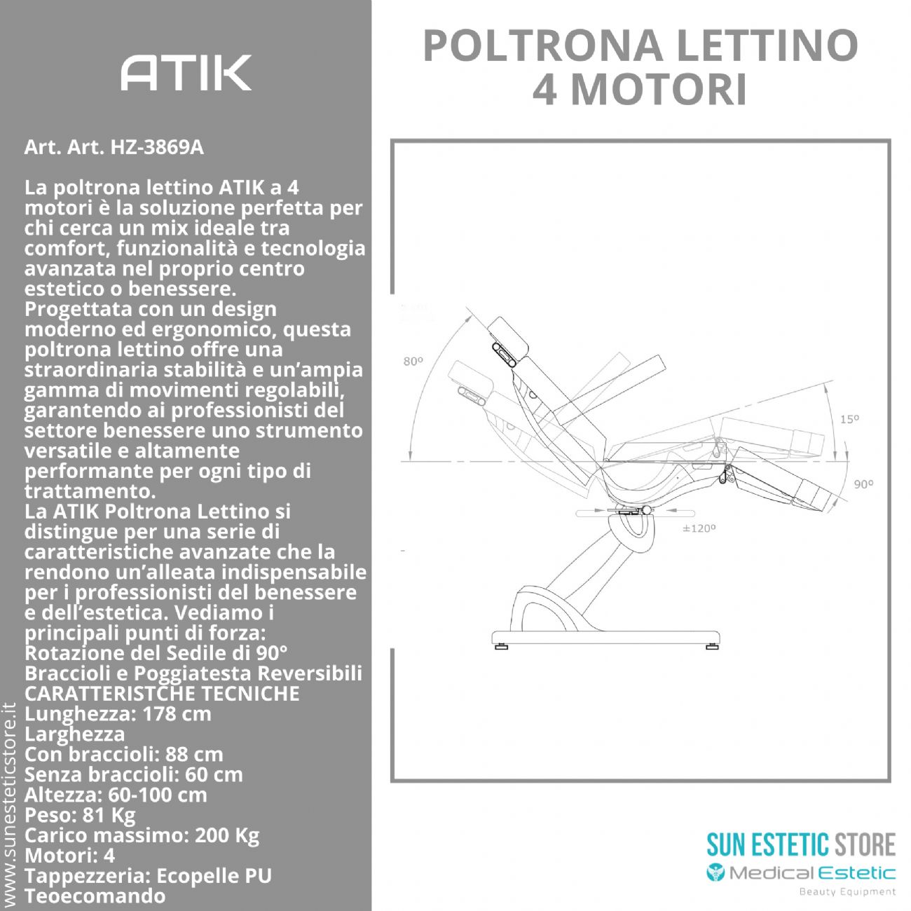 ATIK Poltrona lettino 4 motori