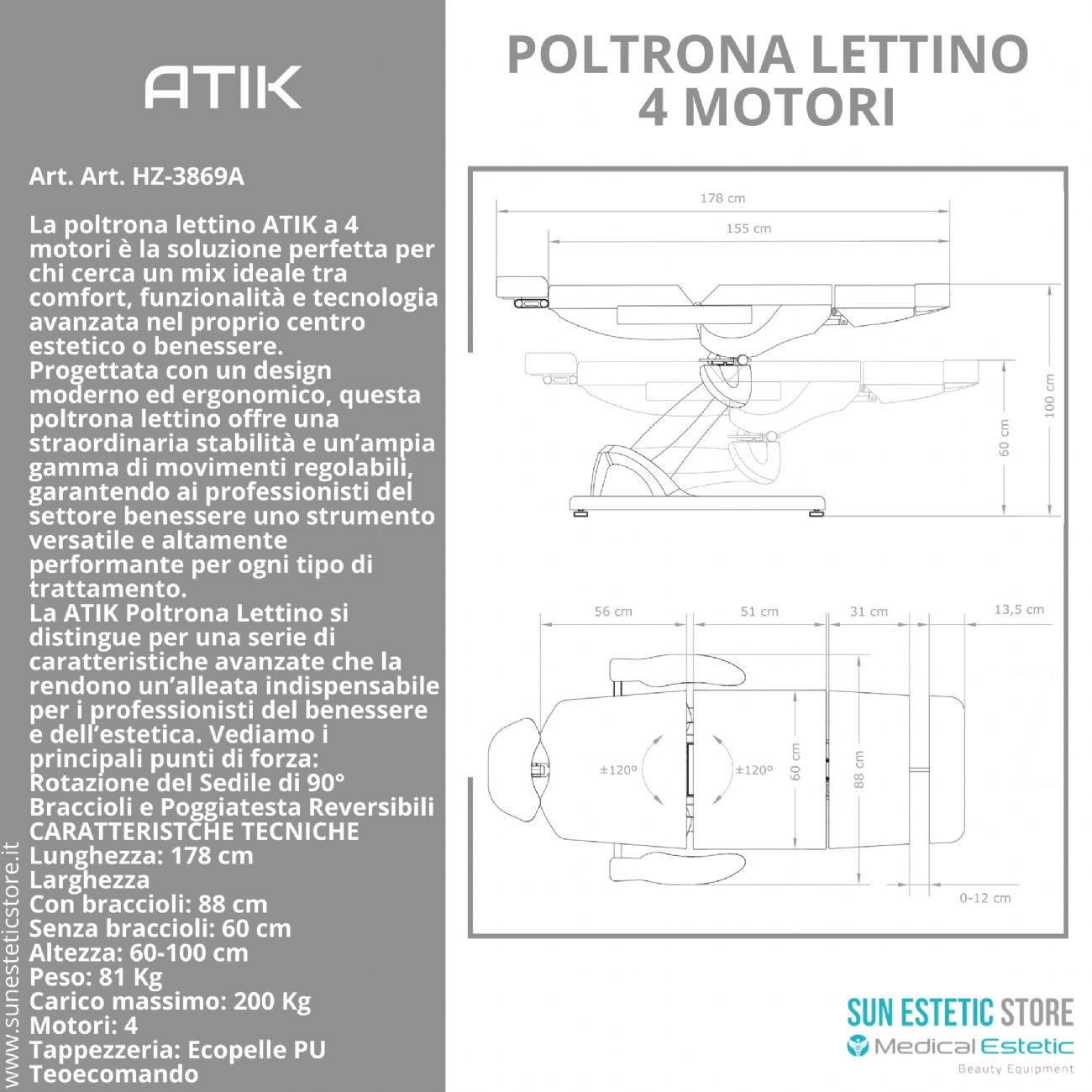 ATIK Poltrona lettino 4 motori