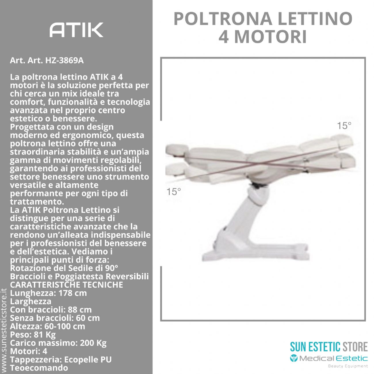 ATIK Poltrona lettino 4 motori