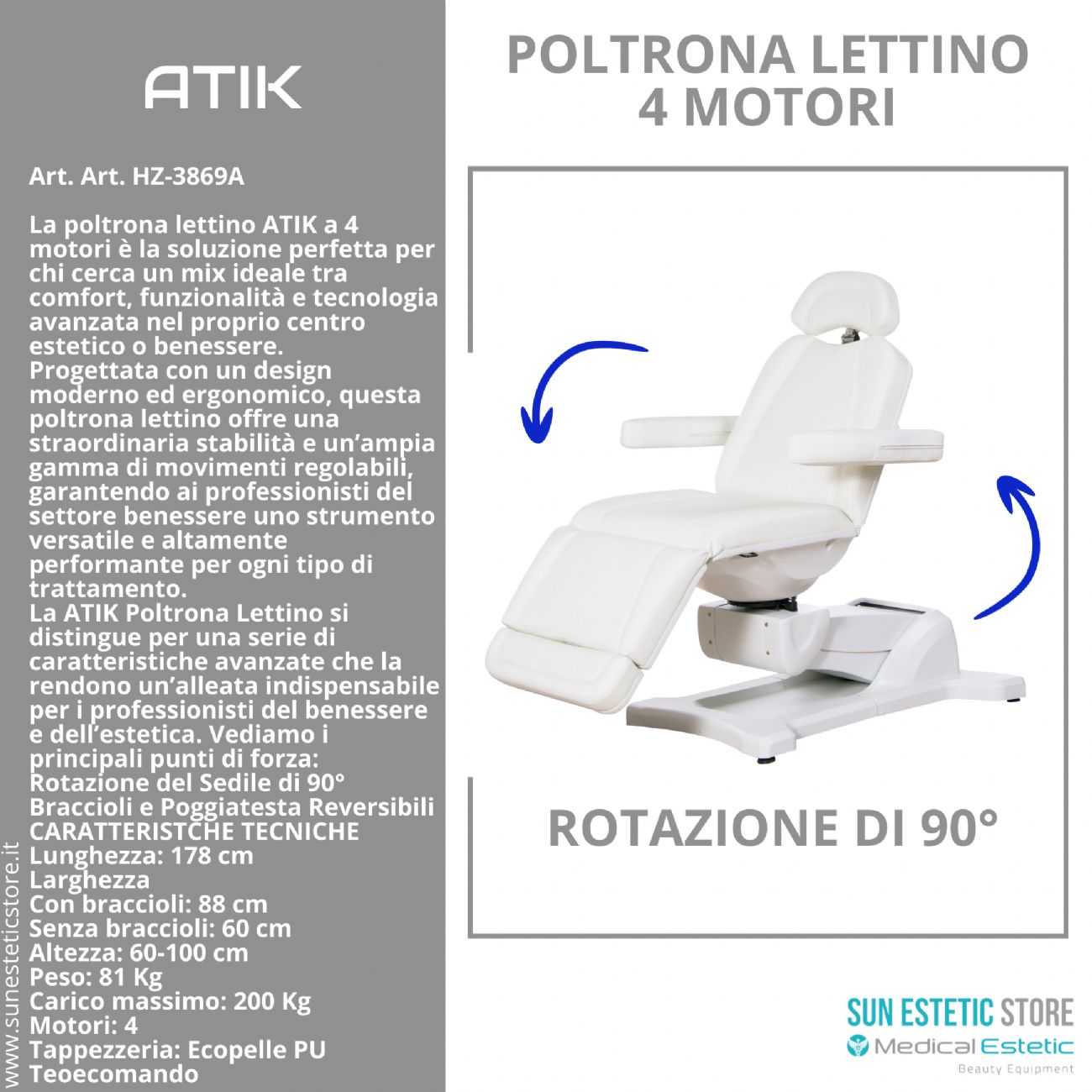 ATIK Poltrona lettino 4 motori