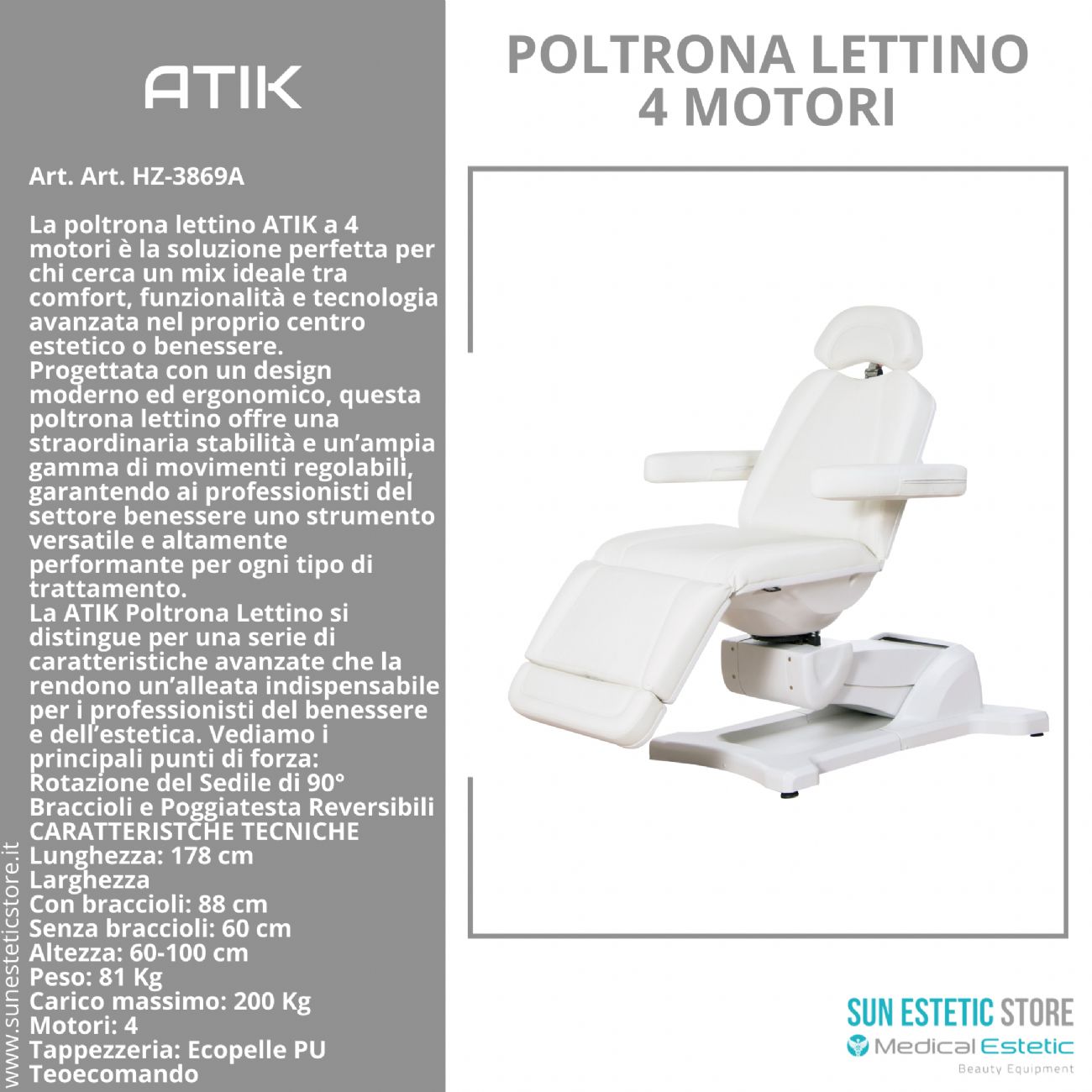 ATIK Poltrona lettino 4 motori