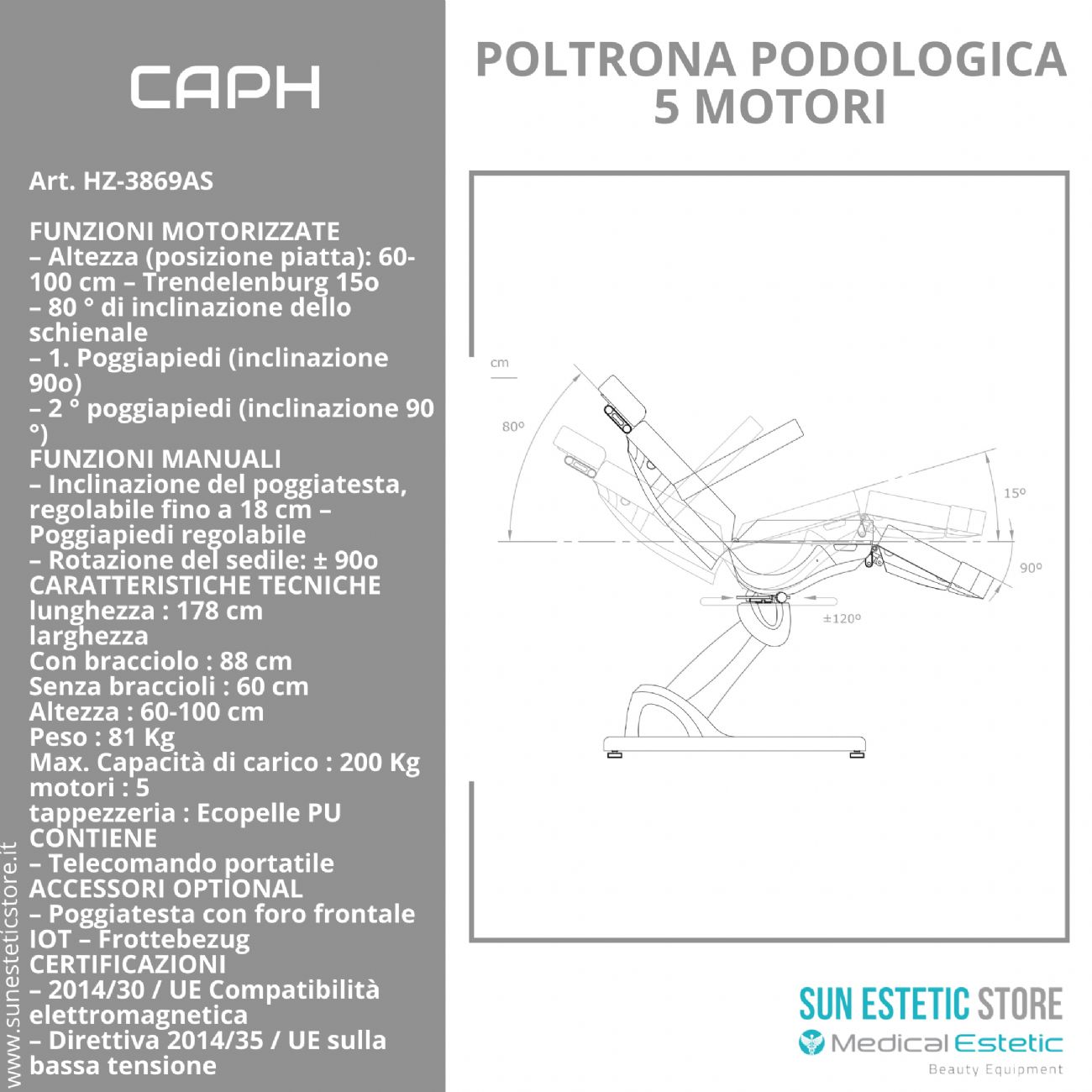 CAPH  Poltrona pedicure 5 motori