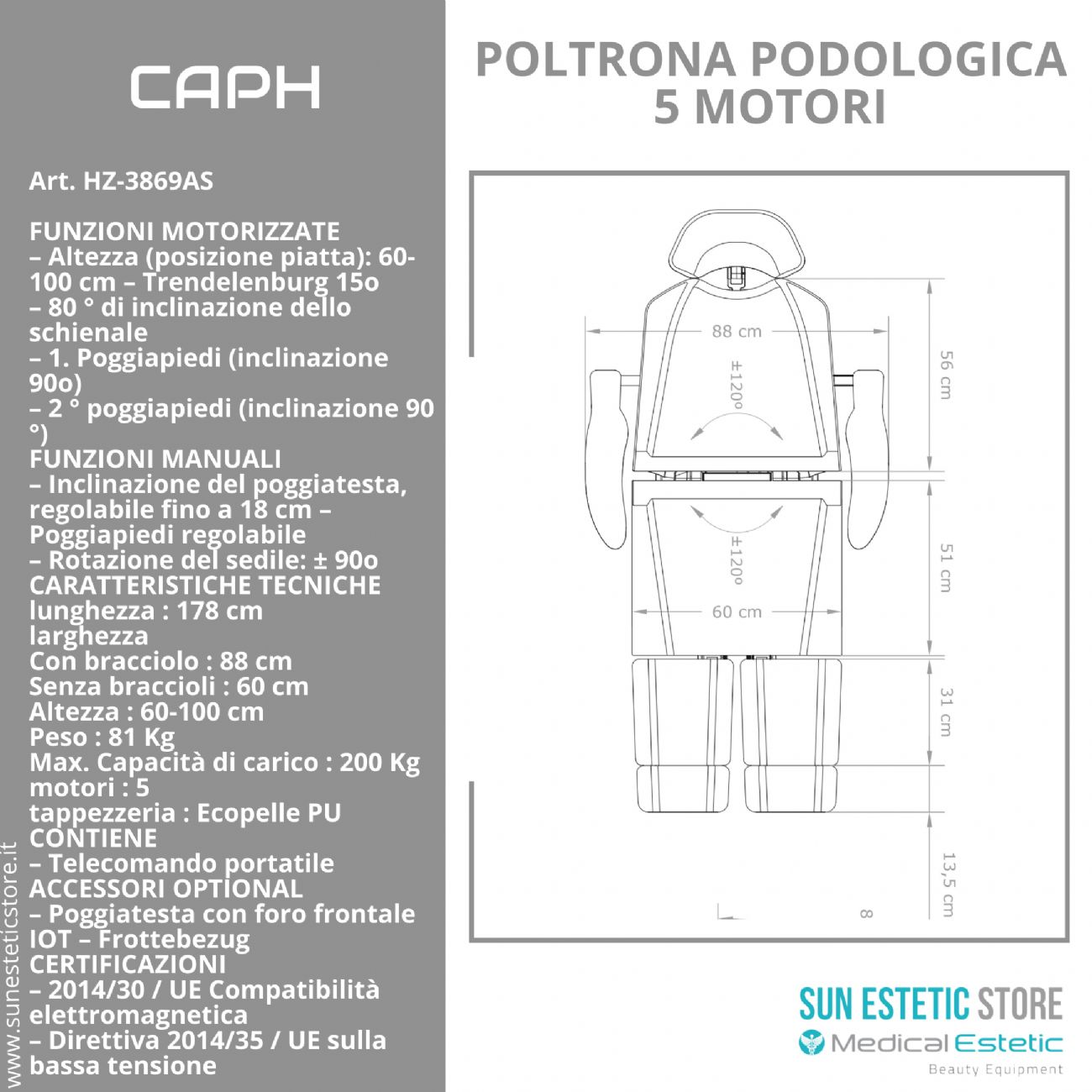 CAPH  Poltrona pedicure 5 motori