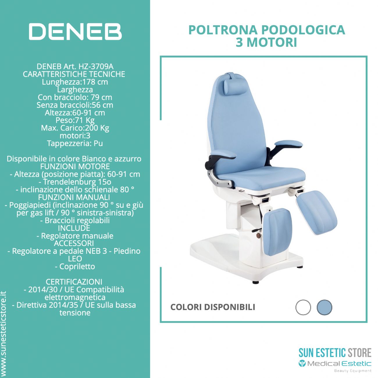 DENEB Poltrona pedicure 3 motori