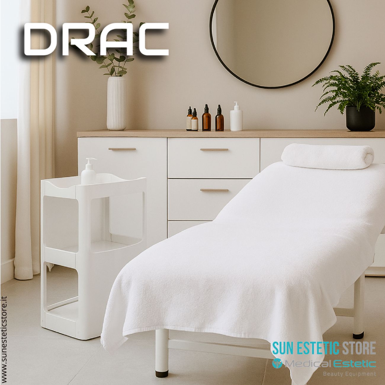 DRAC Carrello in legno 3 ripiani colore bianco