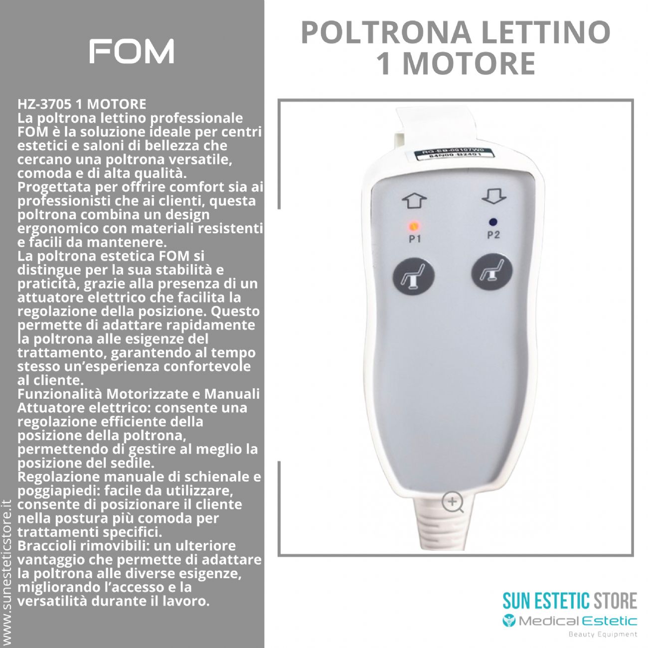 FOM Poltrona lettino elettrica 1 motore