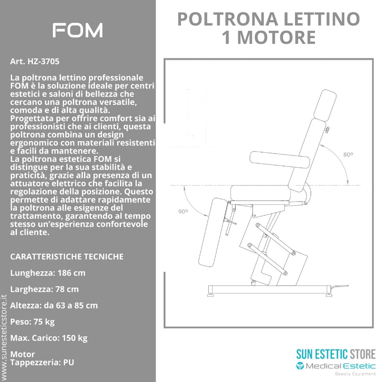 FOM Poltrona lettino elettrica 1 motore