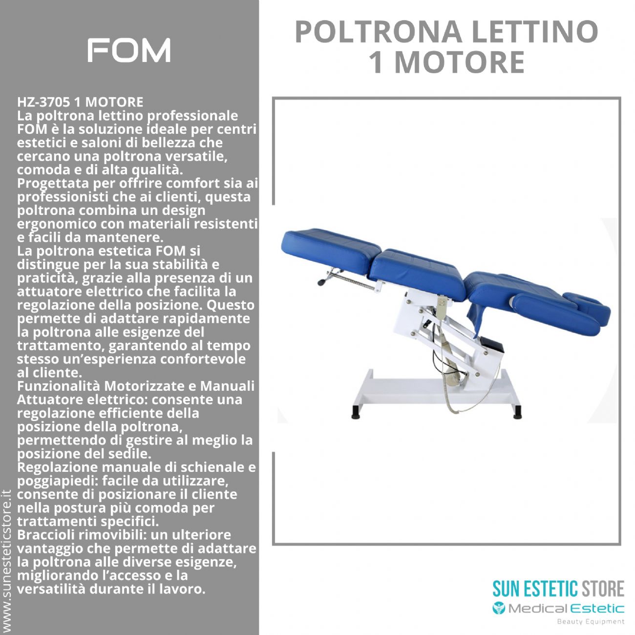 FOM Poltrona lettino elettrica 1 motore