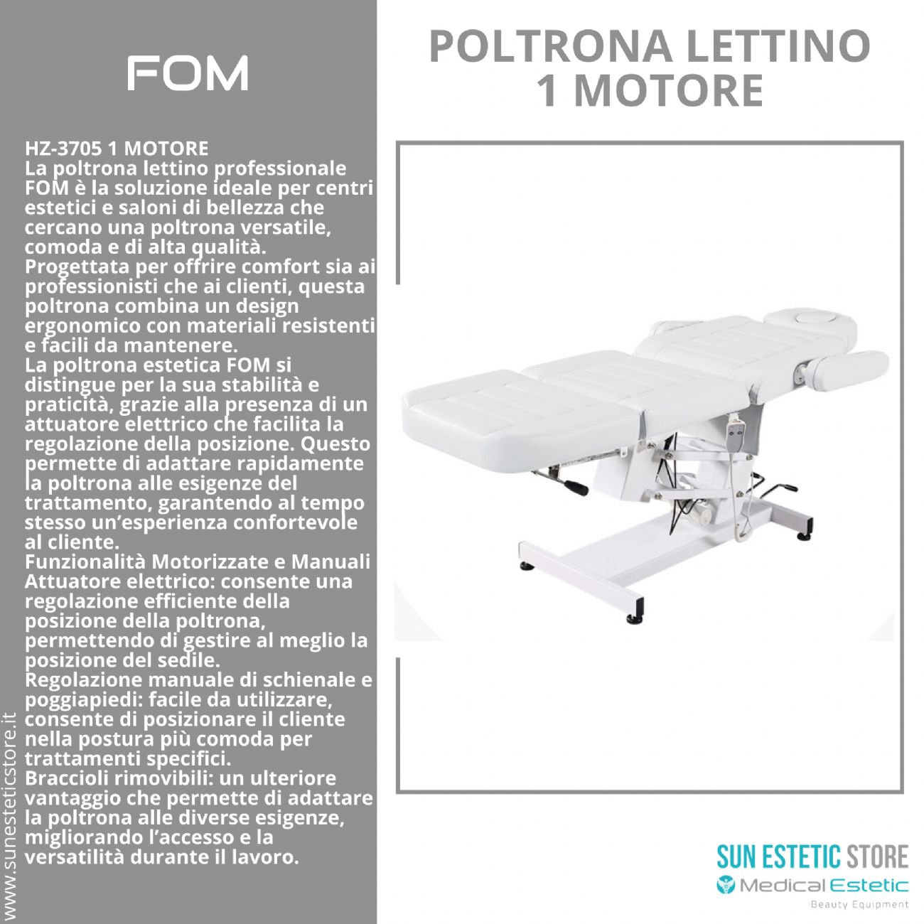 FOM Poltrona lettino elettrica 1 motore