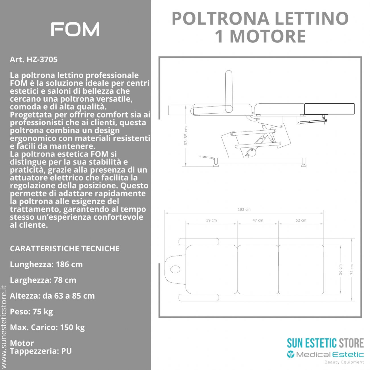 FOM Poltrona lettino elettrica 1 motore