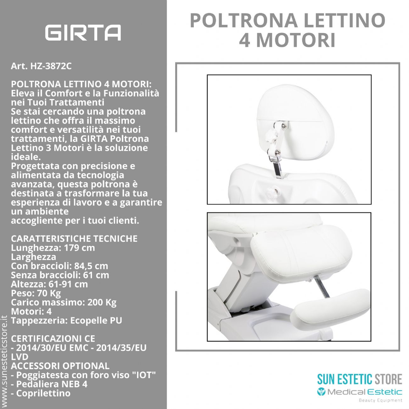 GIRTA Poltrona lettino elettrica 3 motori