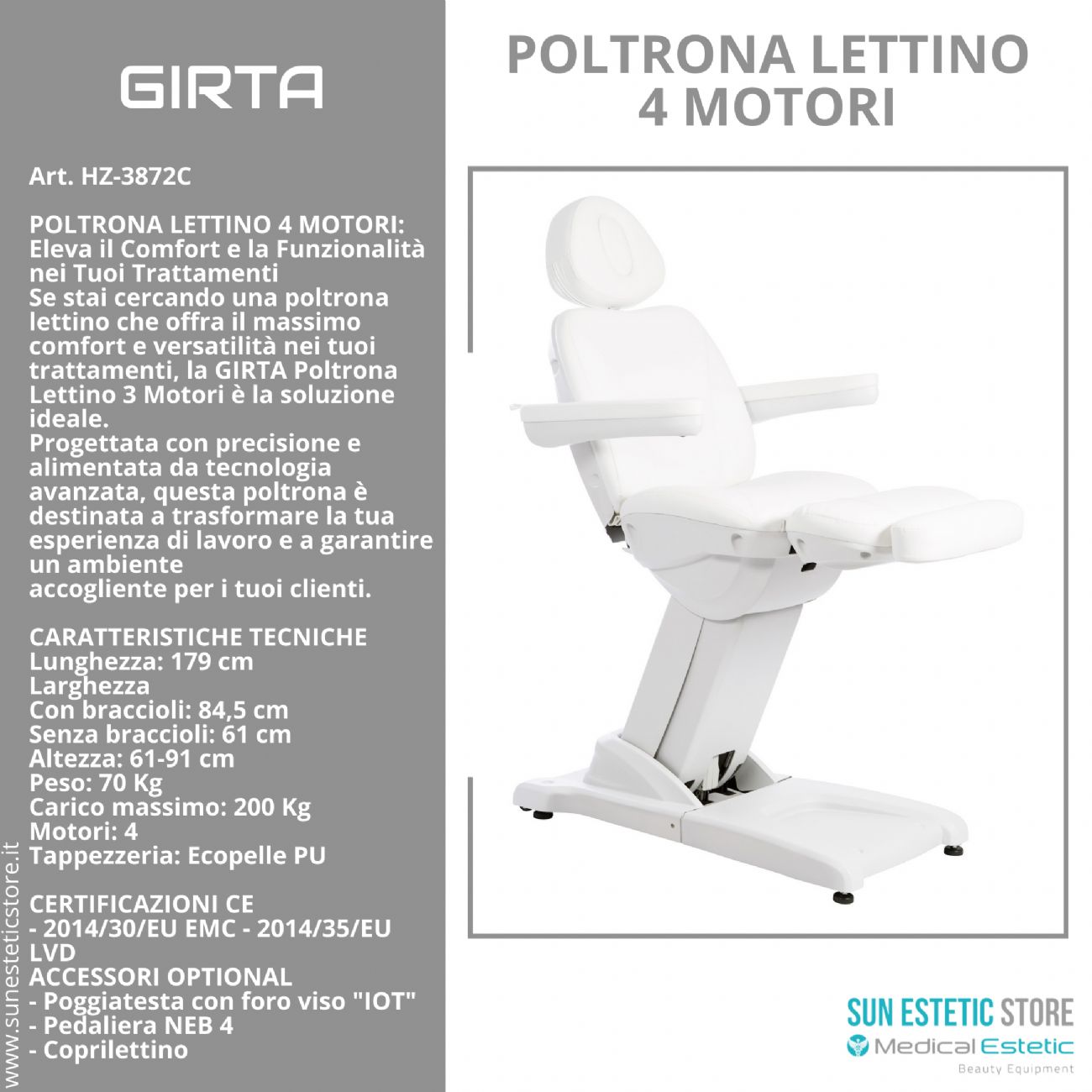 GIRTA Poltrona lettino elettrica 3 motori