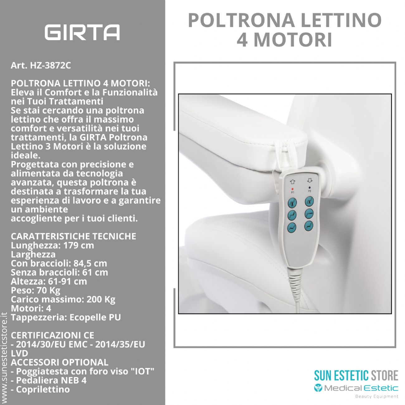 GIRTA Poltrona lettino elettrica 3 motori