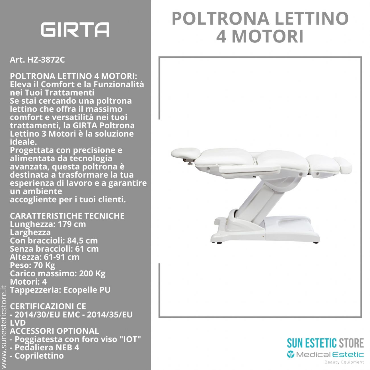 GIRTA Poltrona lettino elettrica 3 motori