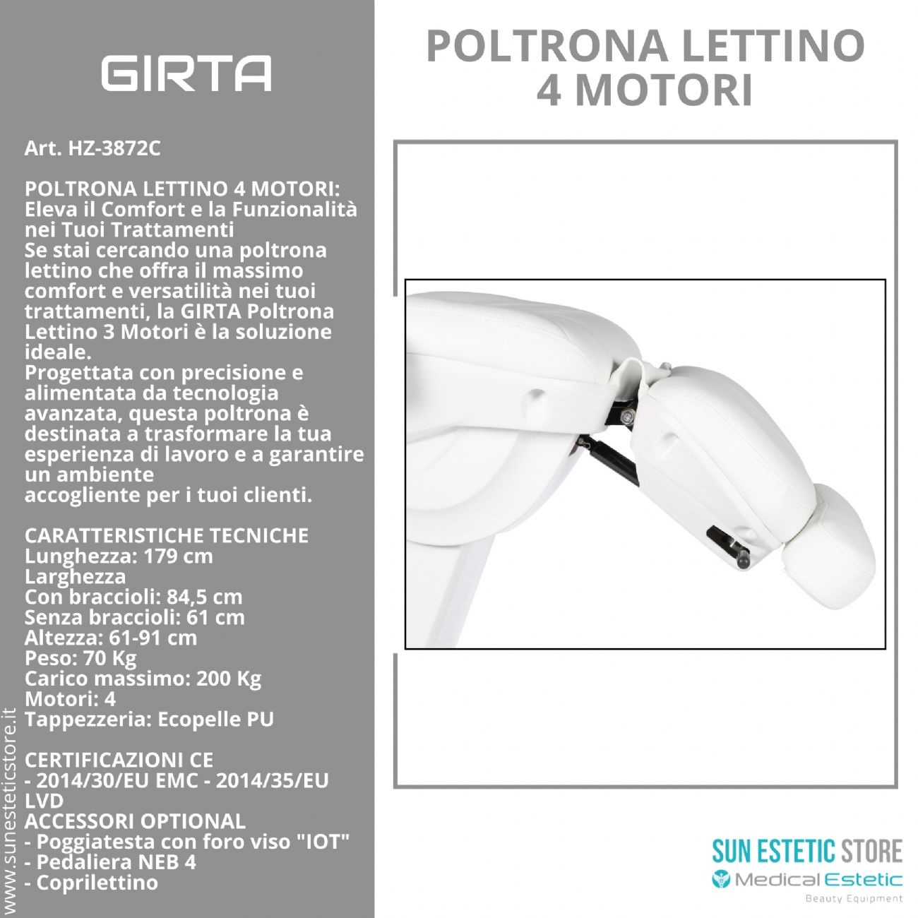 GIRTA Poltrona lettino elettrica 3 motori