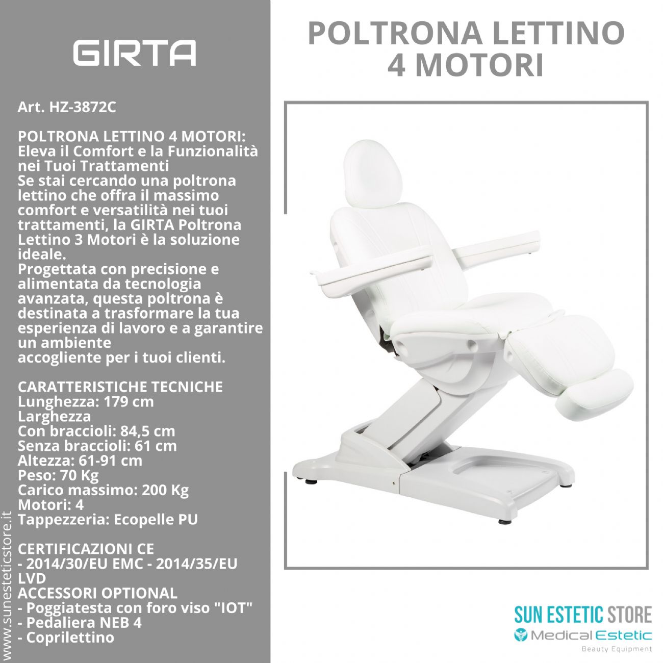 GIRTA Poltrona lettino elettrica 3 motori