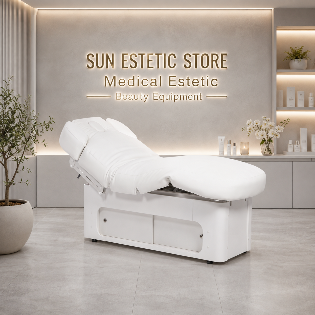 KEID WARM Lettino massaggio SPA in legno 4 motori termoriscaldato con cassettiera portaoggetti