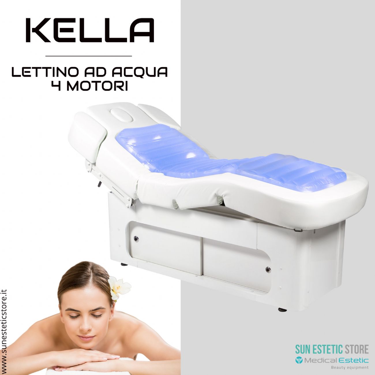 KELLA Lettino SPA ad acqua 4 motori  termoriscaldato con comoterapia e cassettiera portaoggetti