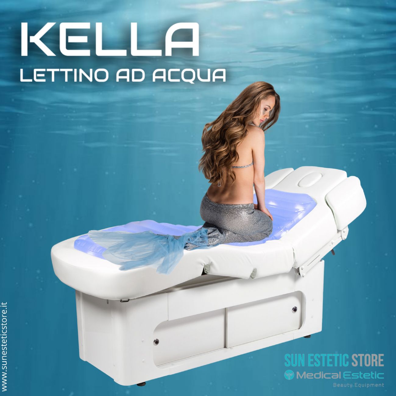 KELLA Lettino SPA ad acqua 4 motori  termoriscaldato con comoterapia e cassettiera portaoggetti