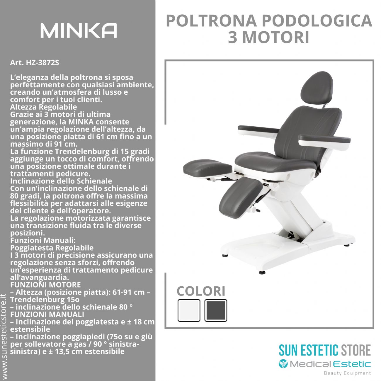 MINKA Poltrona pedicure 3 motori