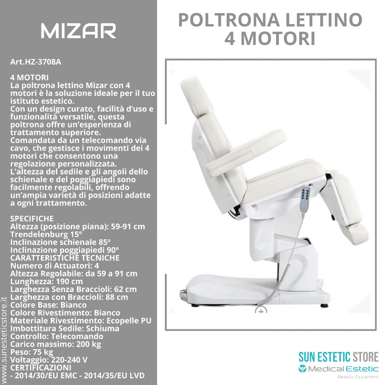 MIZAR Poltrona lettino 4 motori