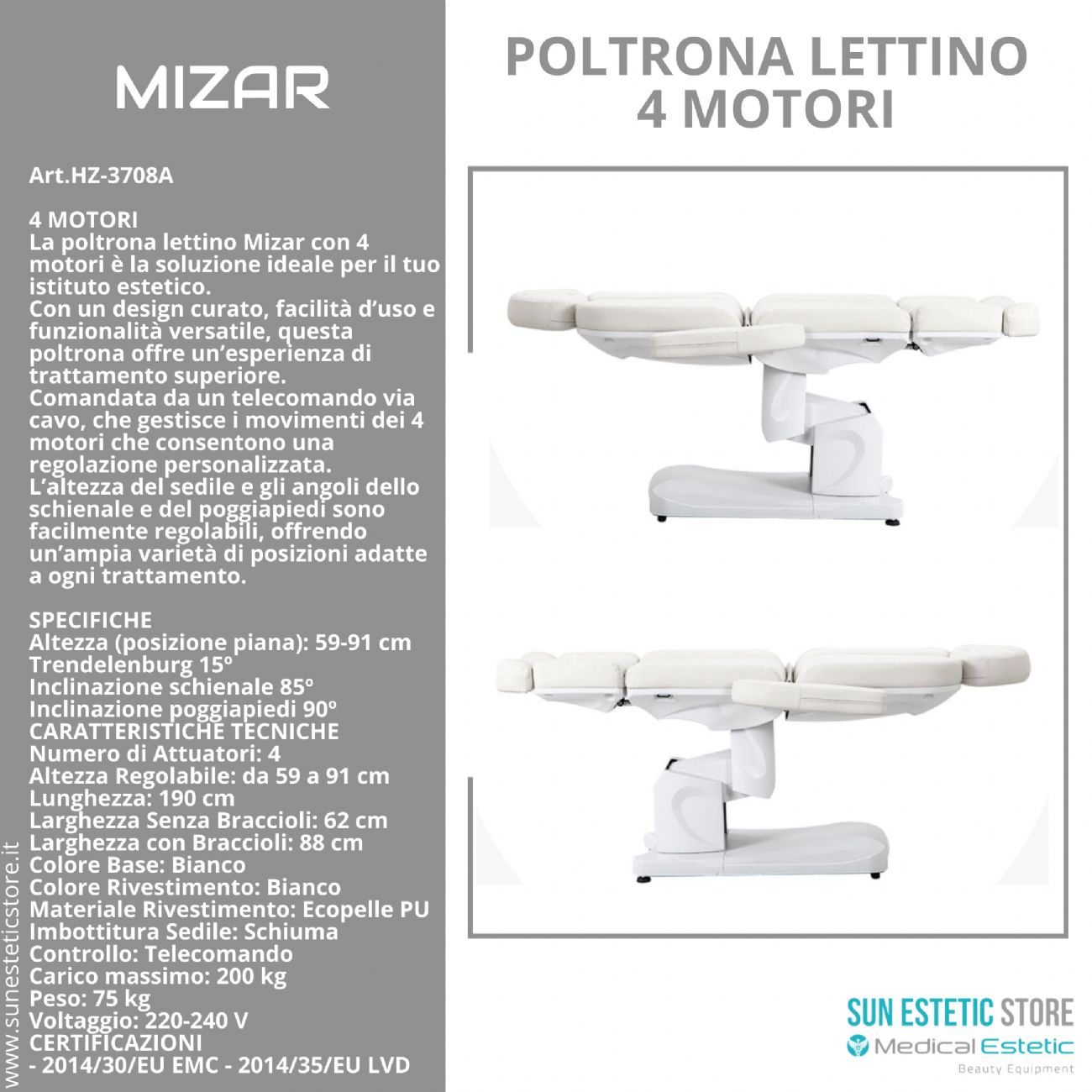 MIZAR Poltrona lettino 4 motori