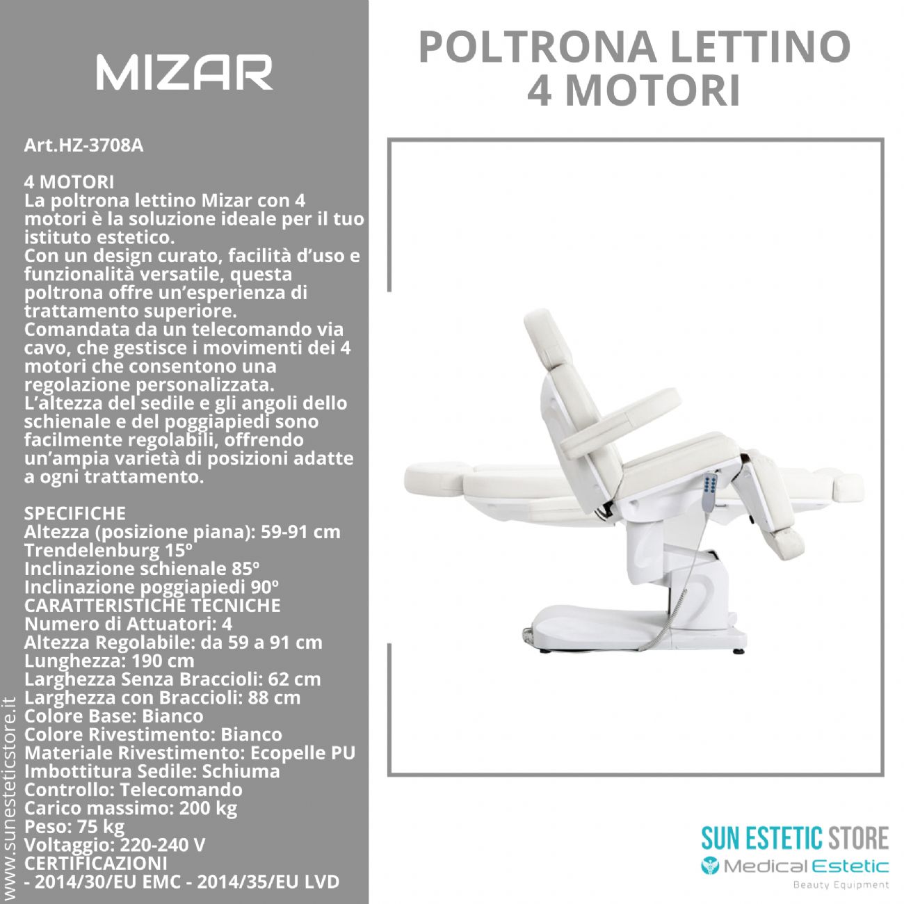 MIZAR Poltrona lettino 4 motori