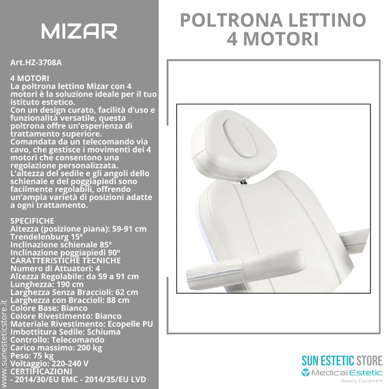 MIZAR Poltrona lettino 4 motori