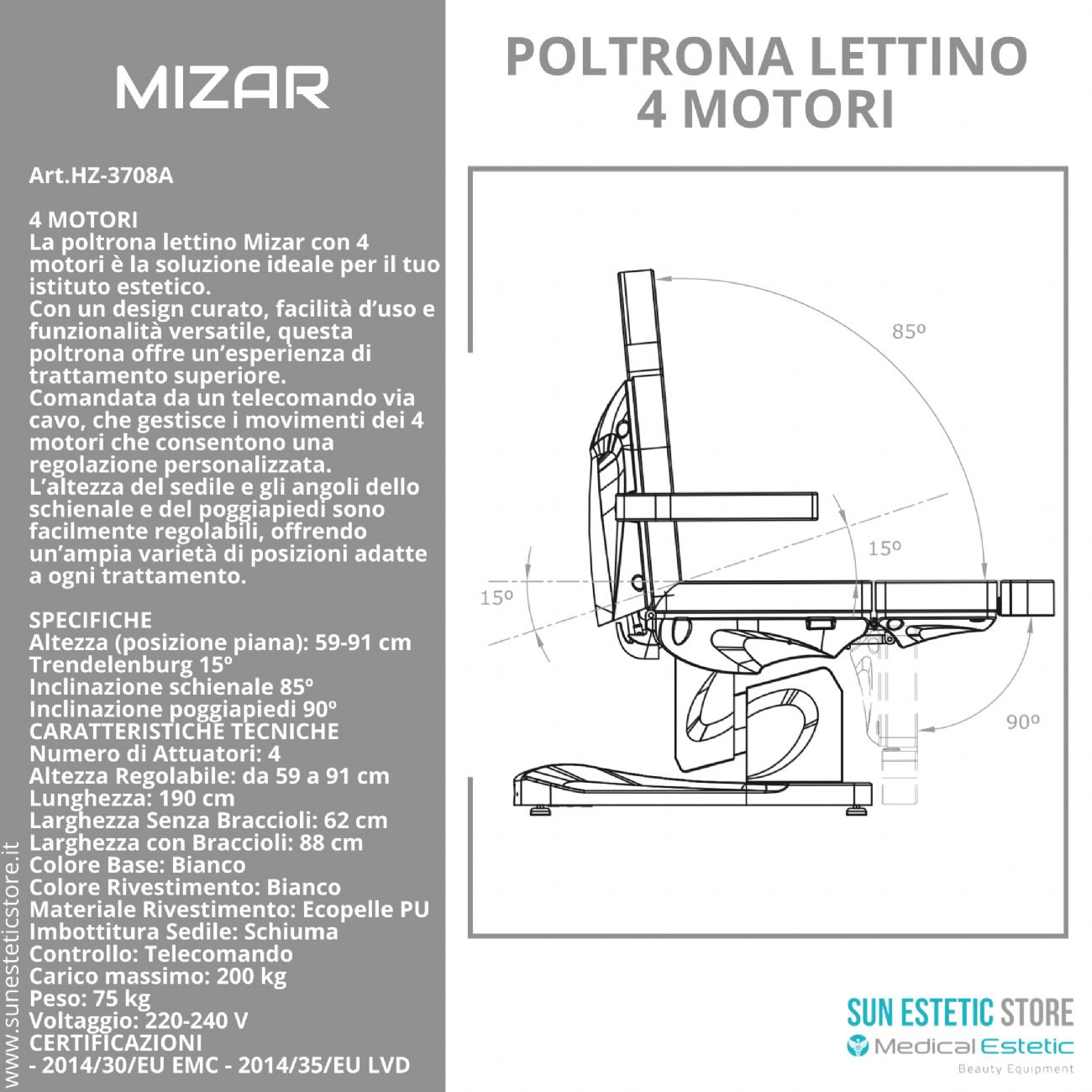 MIZAR Poltrona lettino 4 motori