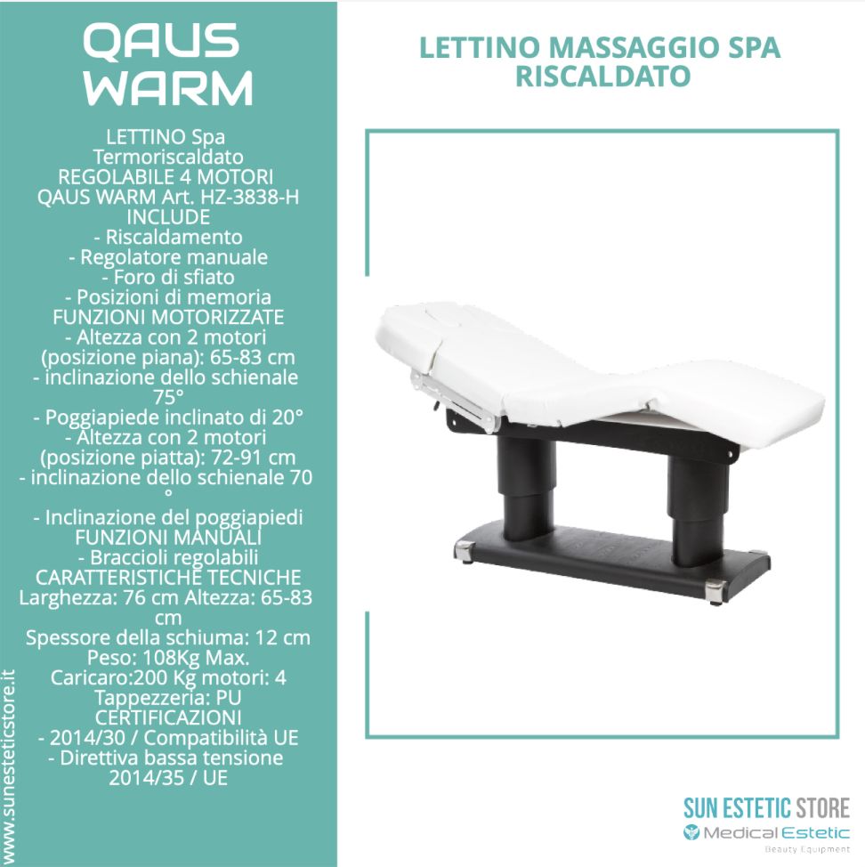 QAUS WARM Lettino Spa 4 motori termoriscaldato