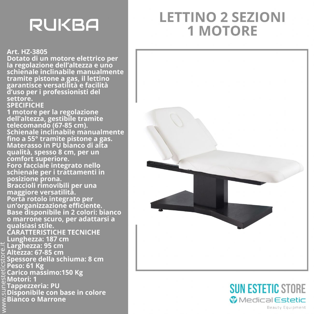 RUKBA Lettino massaggio SPA 1 snodo 1 motore