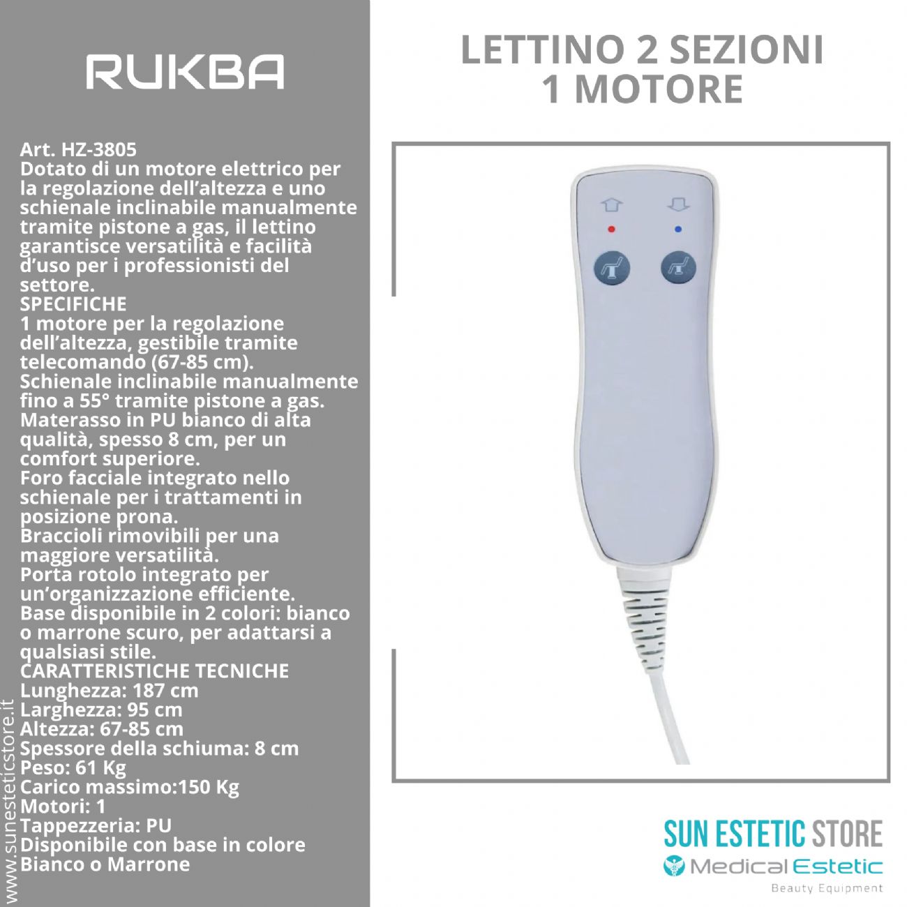 RUKBA Lettino massaggio SPA 1 snodo 1 motore