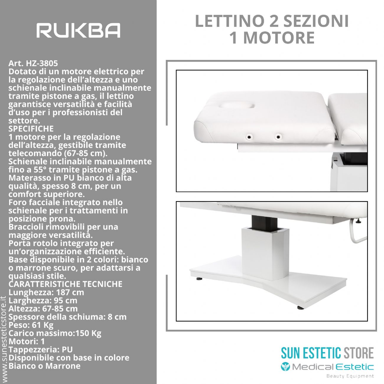 RUKBA Lettino massaggio SPA 1 snodo 1 motore