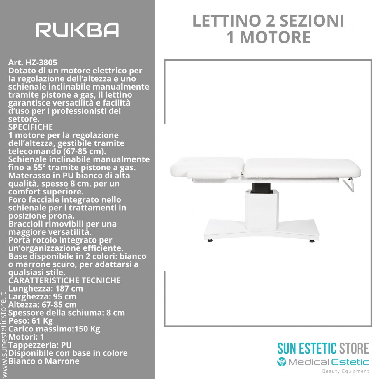 RUKBA Lettino massaggio SPA 1 snodo 1 motore