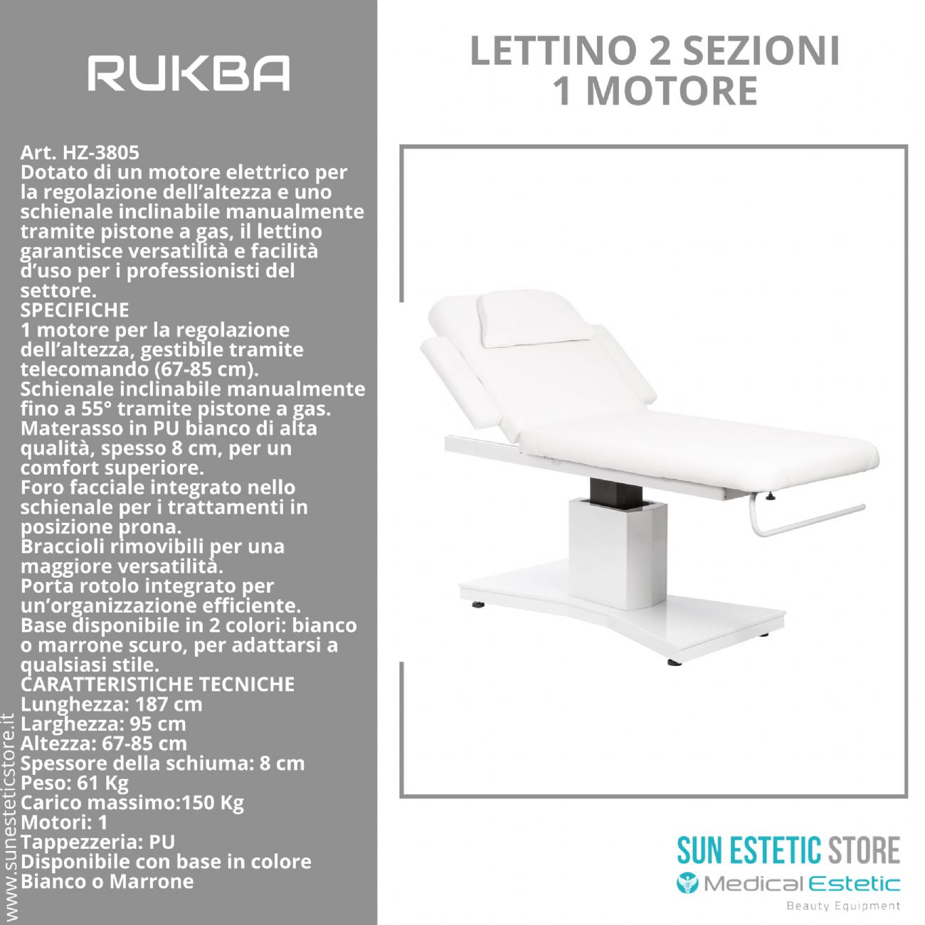 RUKBA Lettino massaggio SPA 1 snodo 1 motore