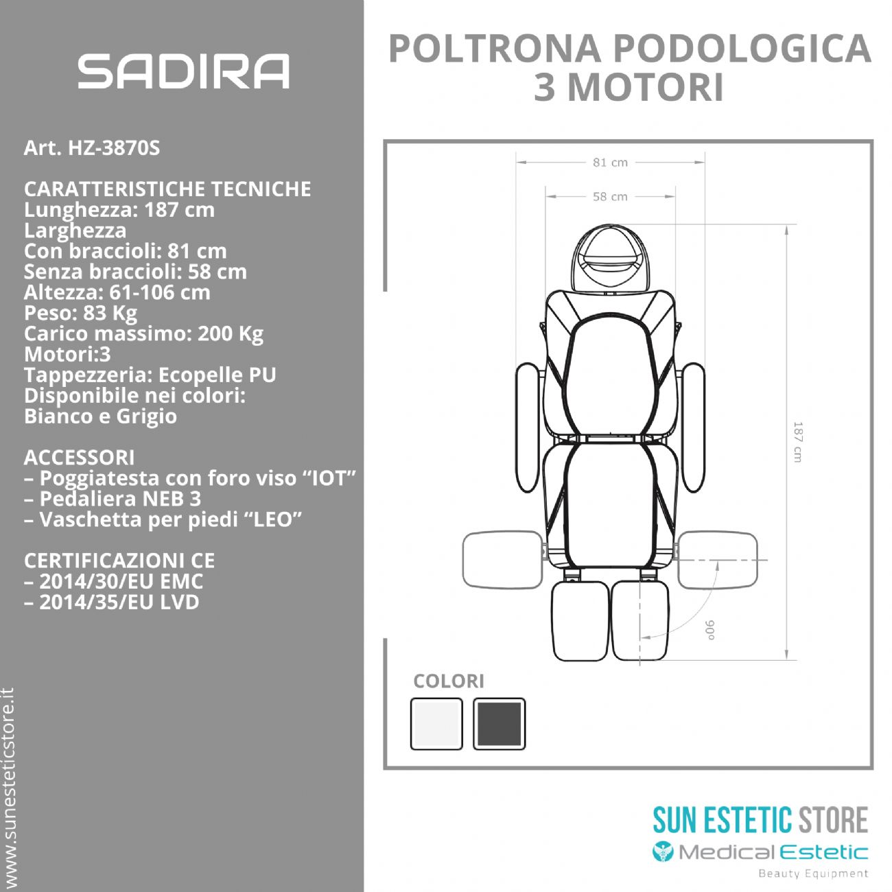 SADIRA Poltrona pedicure 3 motori